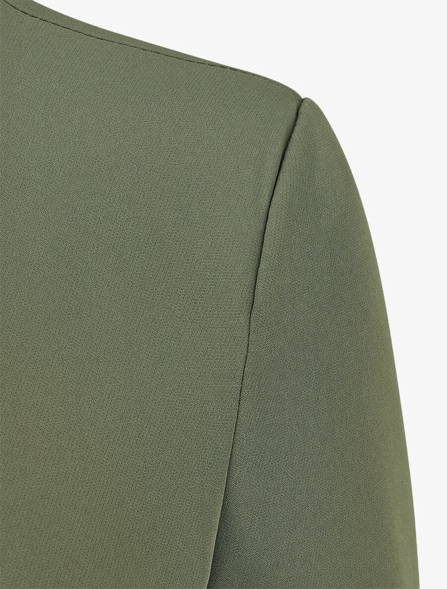 Chaqueta recta con hombreras - Caqui Verde