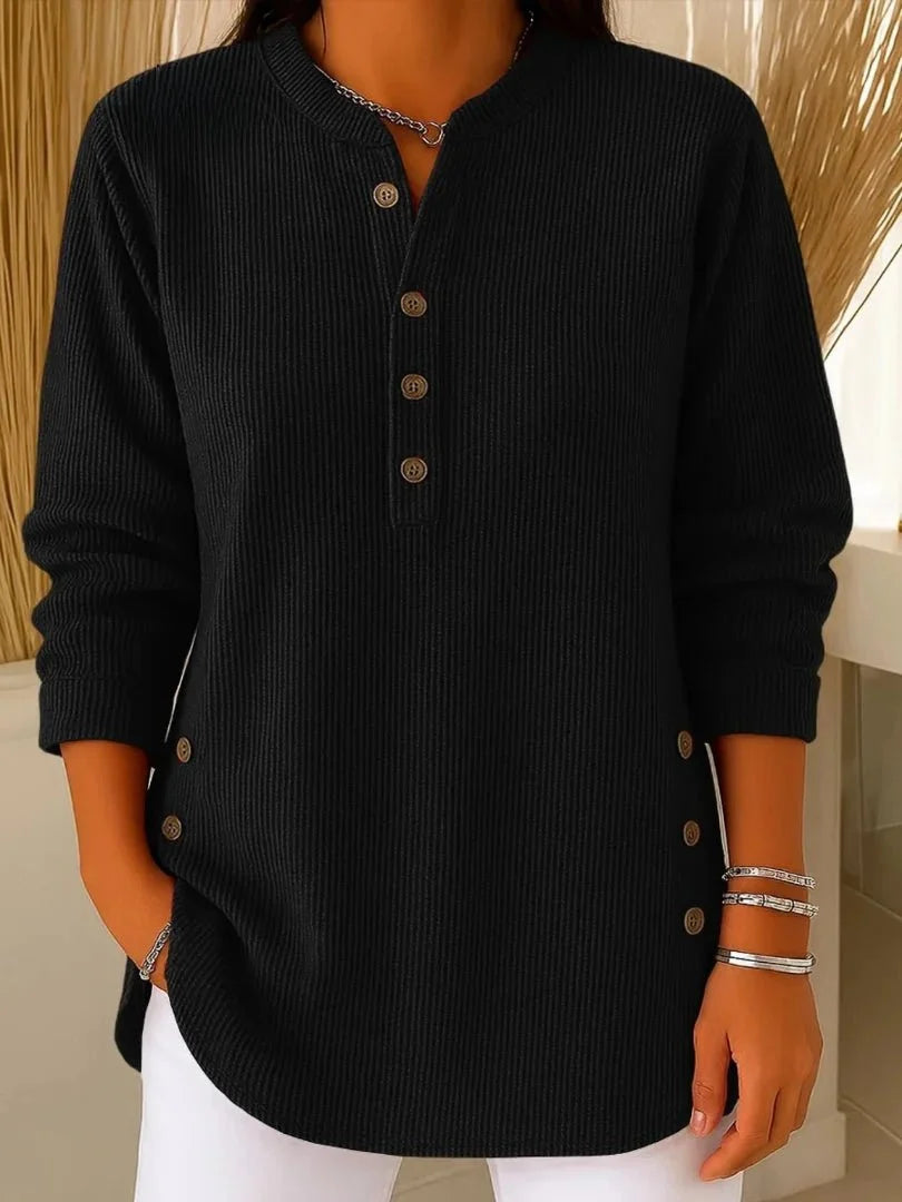 Vincenzina Túnica Henley con botones Negro