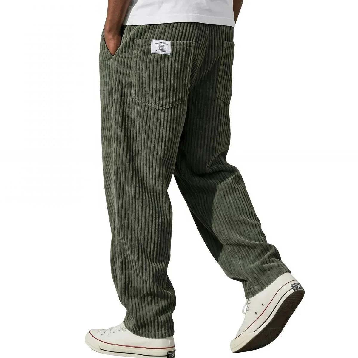 Adriano | Pantalones de terciopelo acanalado Verde