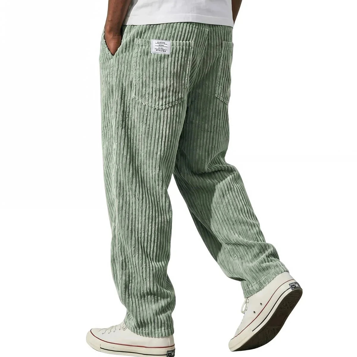 Adriano | Pantalones de terciopelo acanalado Verde Claro