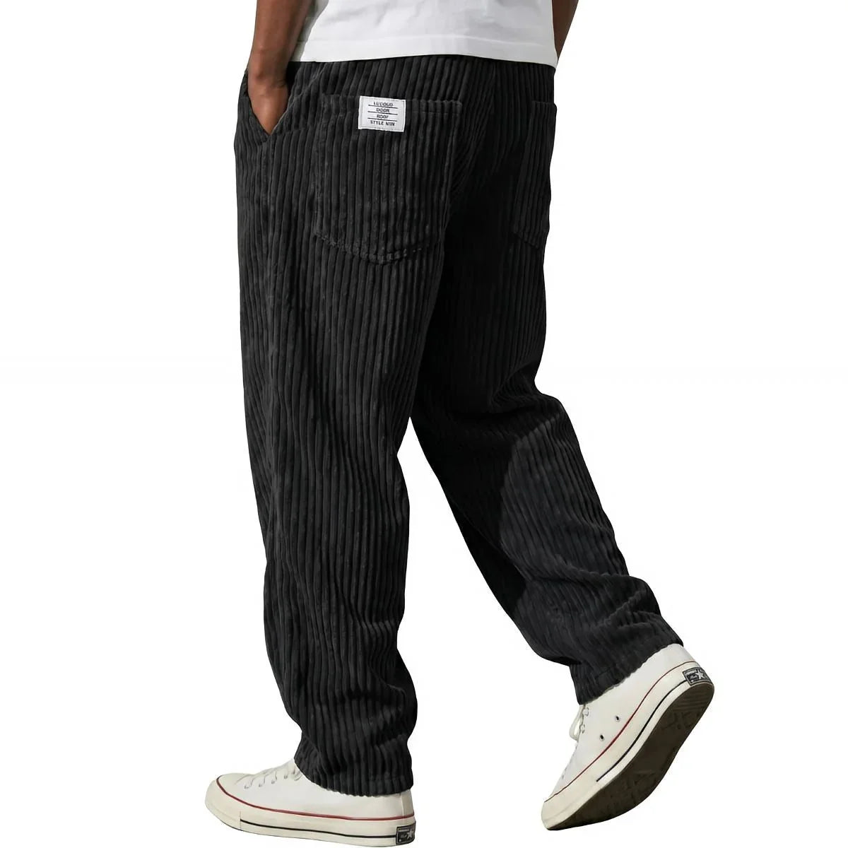 Adriano | Pantalones de terciopelo acanalado Negro