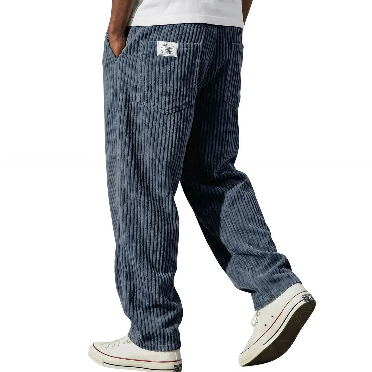 Adriano | Pantalones de terciopelo acanalado Azul