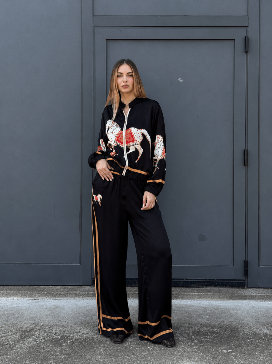 Bomber y Pantalones de Seda S