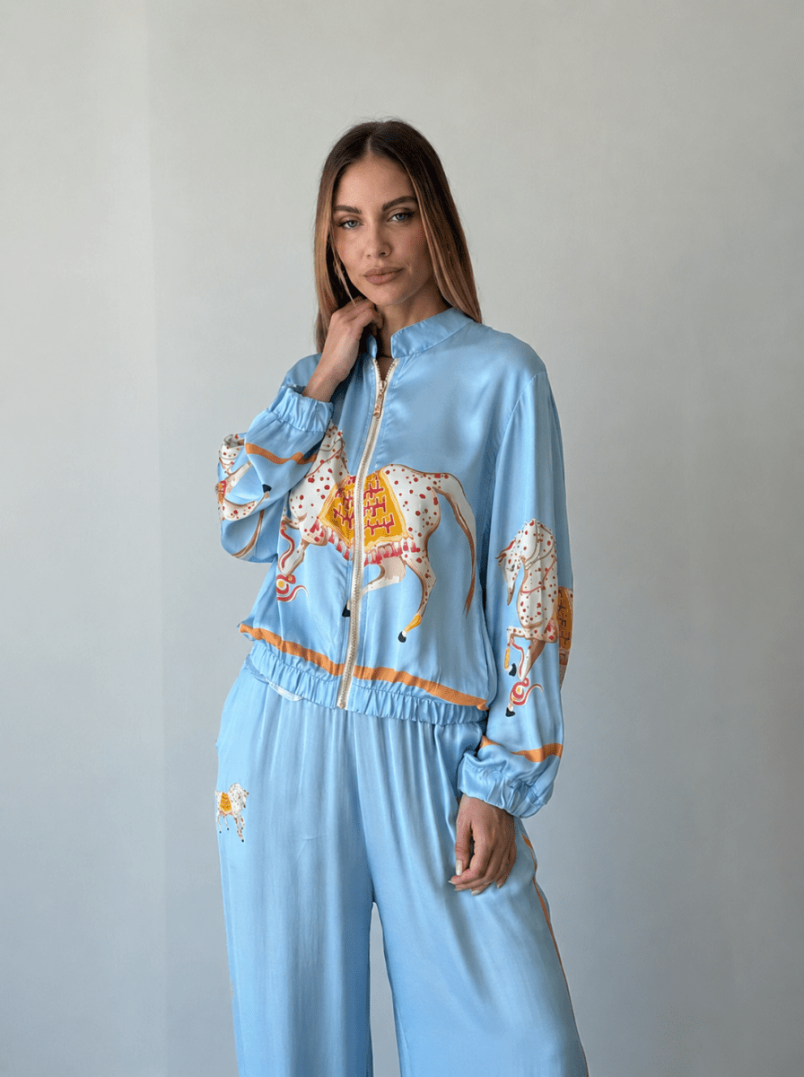 Bomber y Pantalones de Seda S