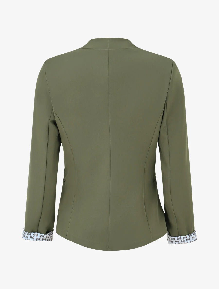 Chaqueta recta con hombreras - Caqui Verde