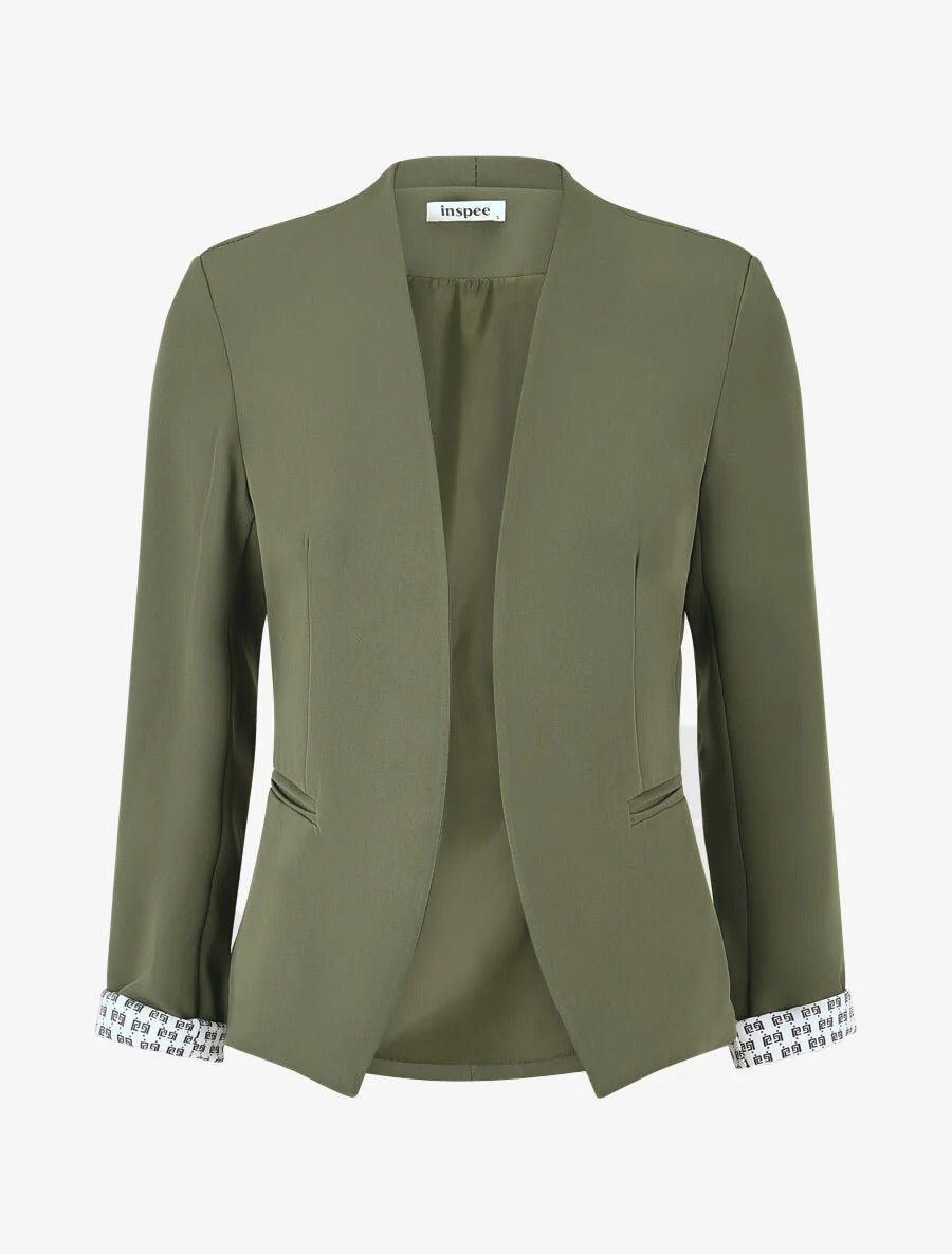 Chaqueta recta con hombreras - Caqui Verde