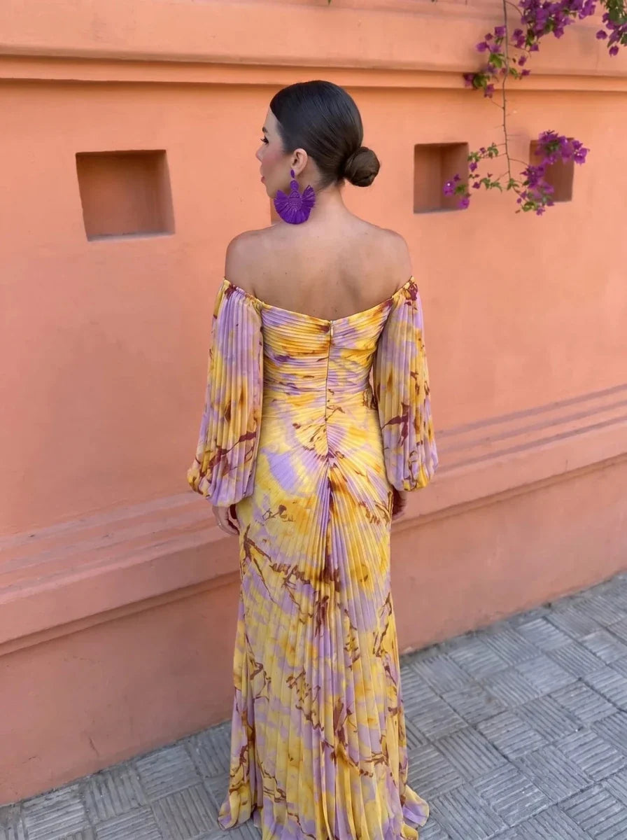Gregoria | Vestido largo con estampado floral y escote pronunciado S