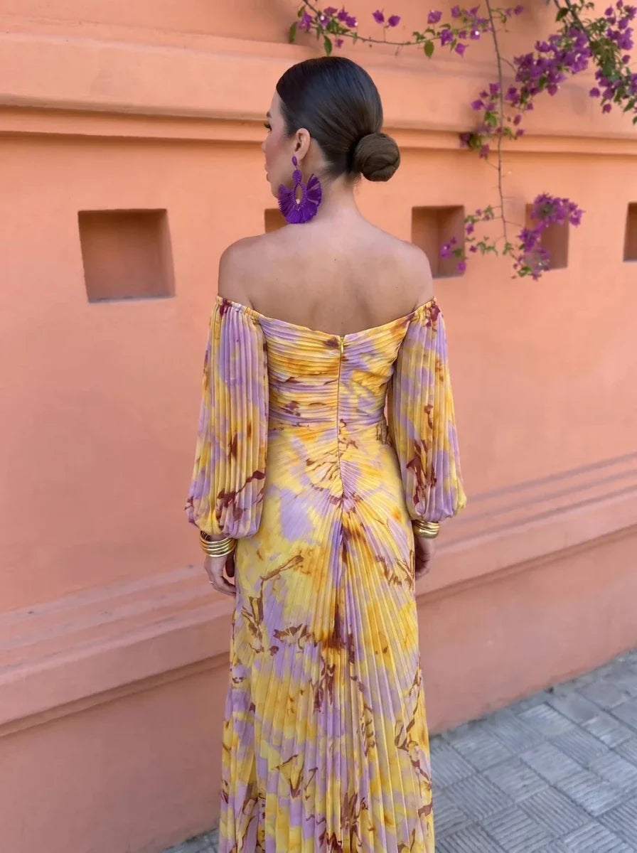 Gregoria | Vestido largo con estampado floral y escote pronunciado S