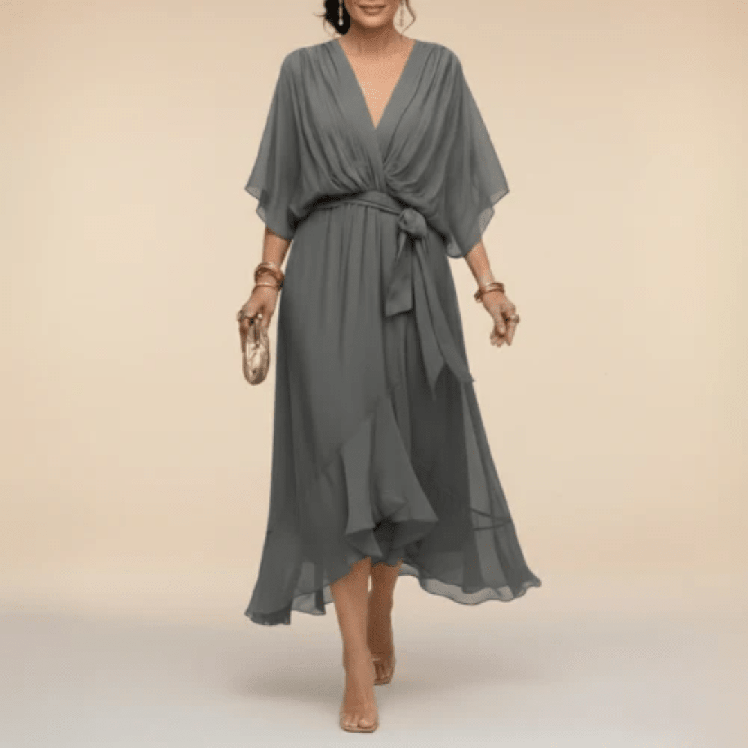 Monica - Vestido con escote en V Gris