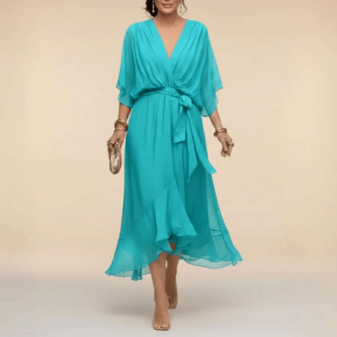 Monica - Vestido con escote en V Azul
