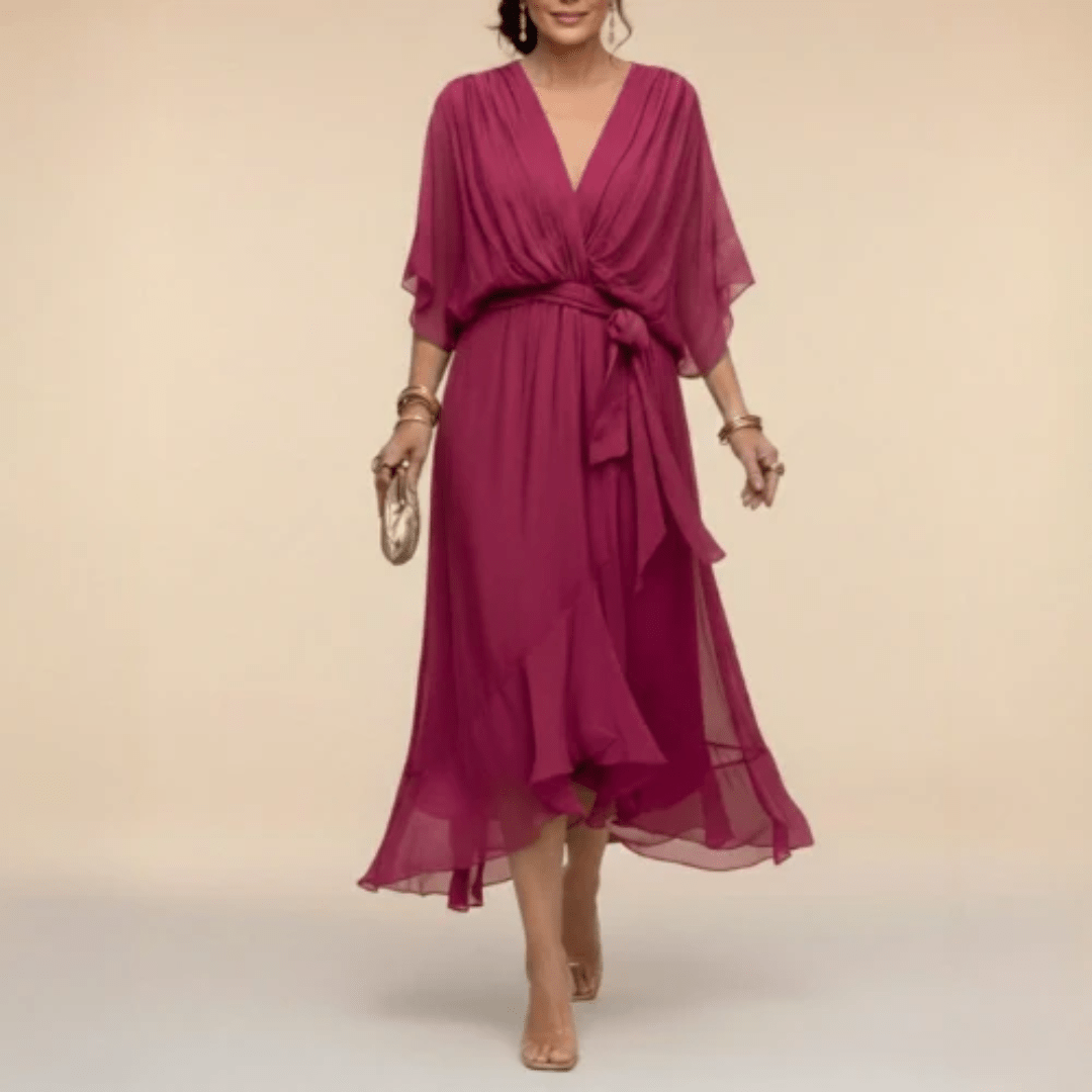 Monica - Vestido con escote en V Magenta