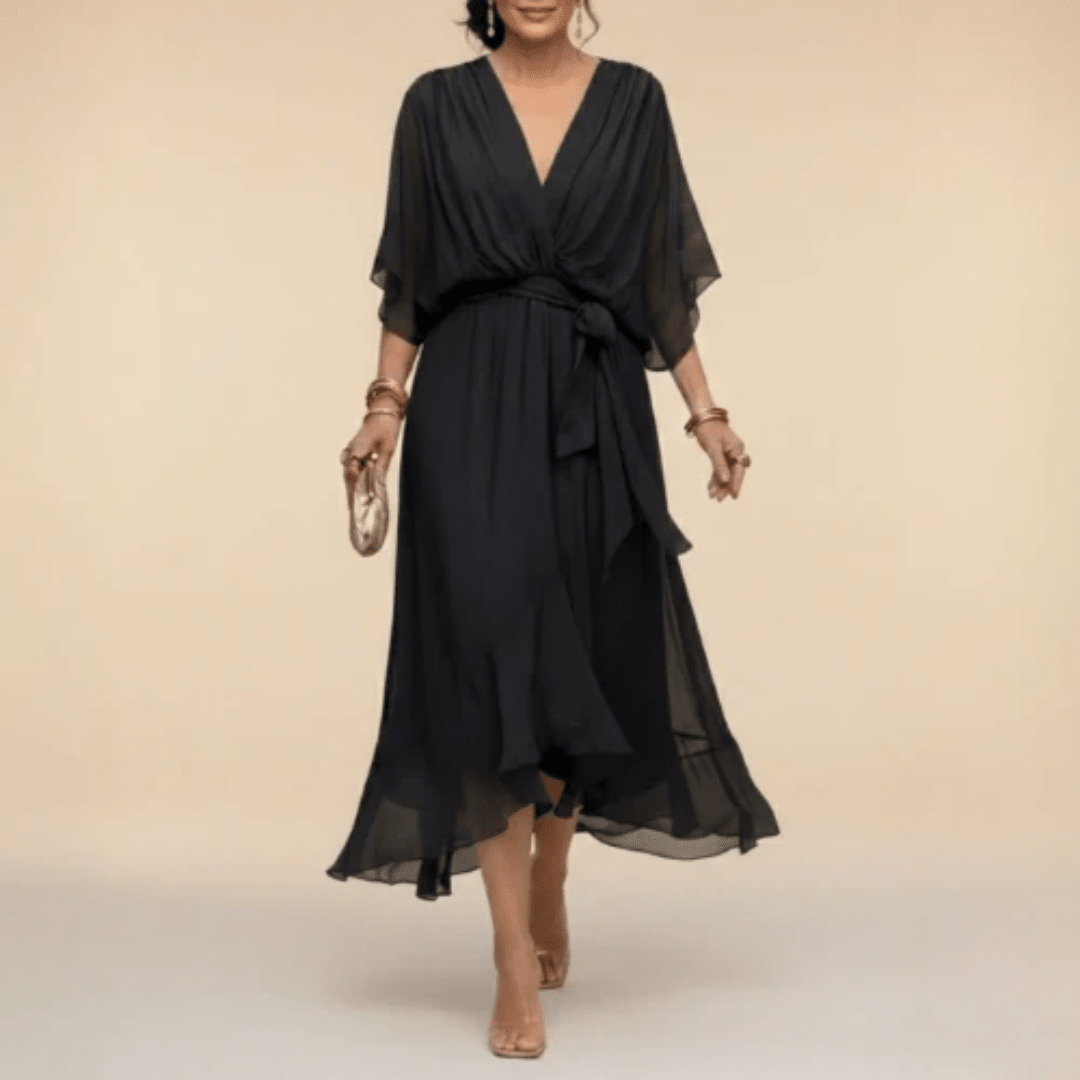Monica - Vestido con escote en V Negro