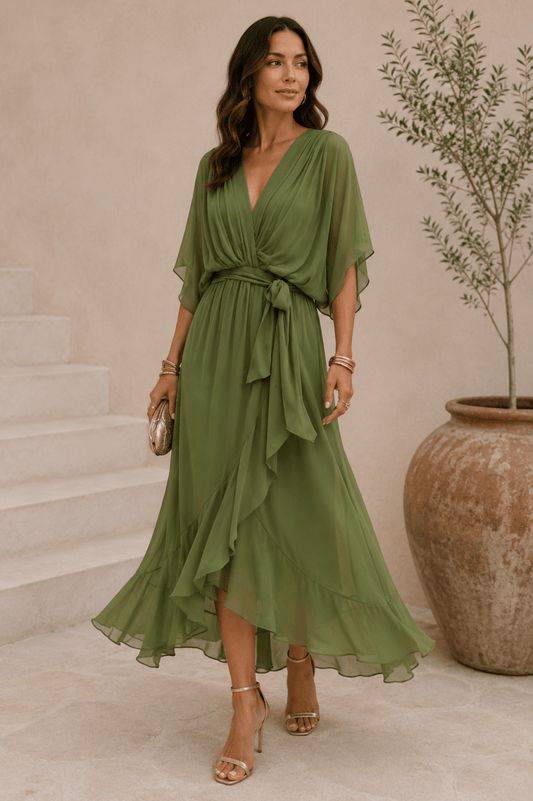 Monica - Vestido con escote en V Verde