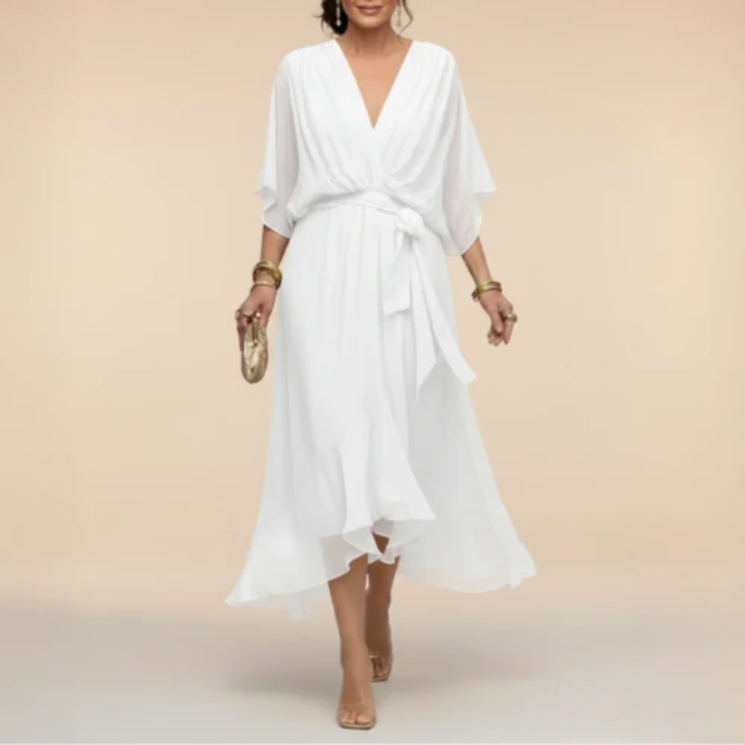 Monica - Vestido con escote en V Blanco