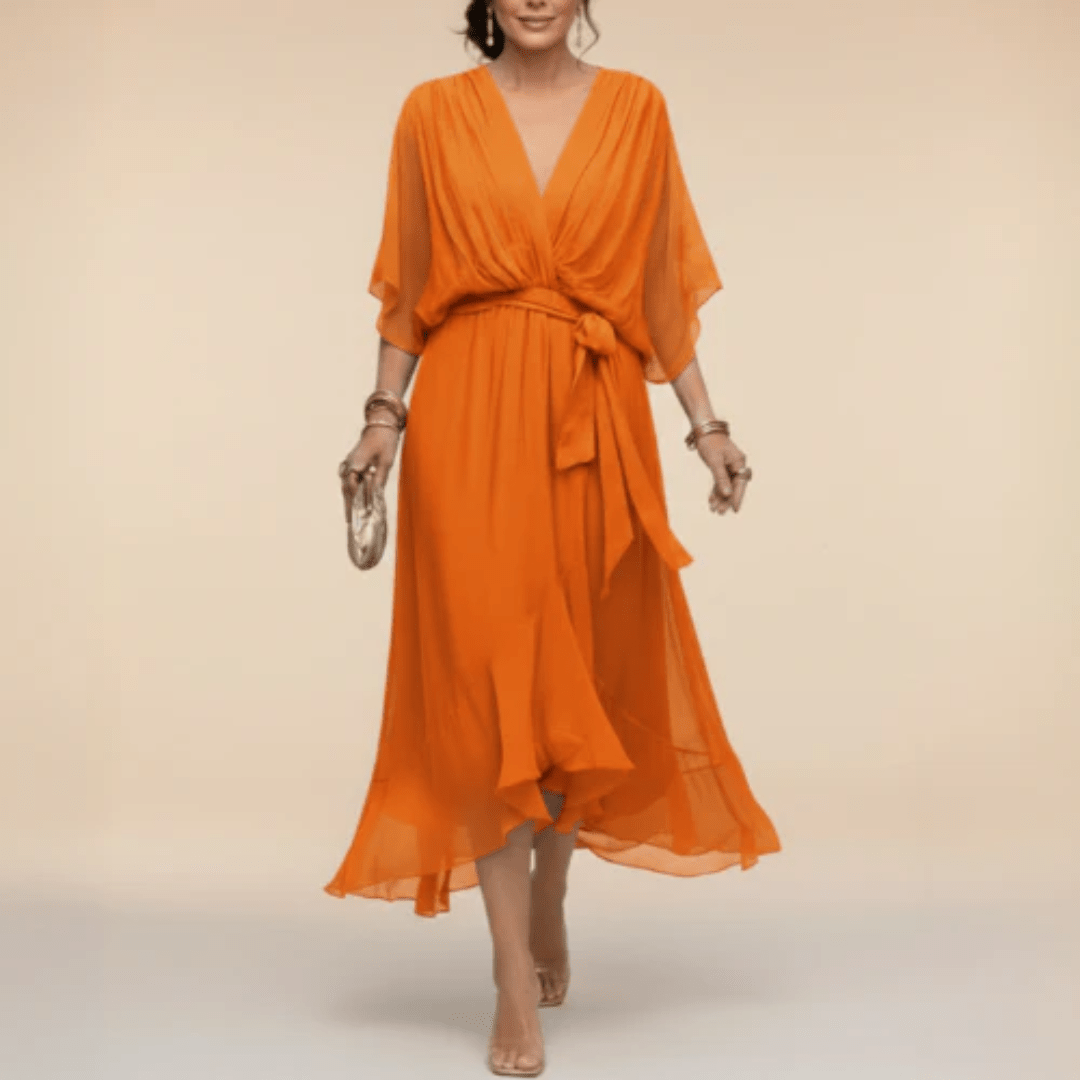 Monica - Vestido con escote en V Naranja