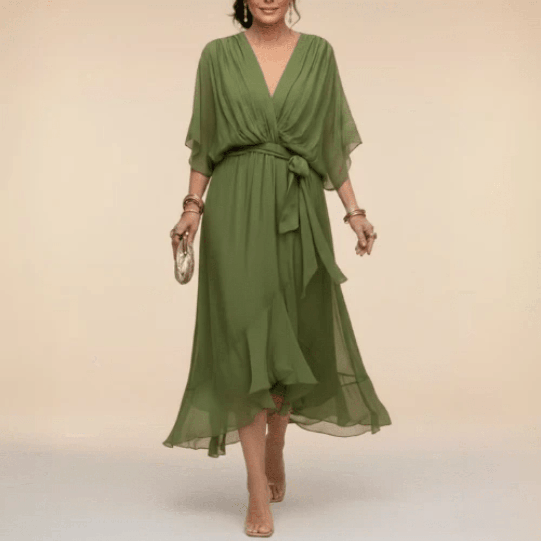 Monica - Vestido con escote en V Verde