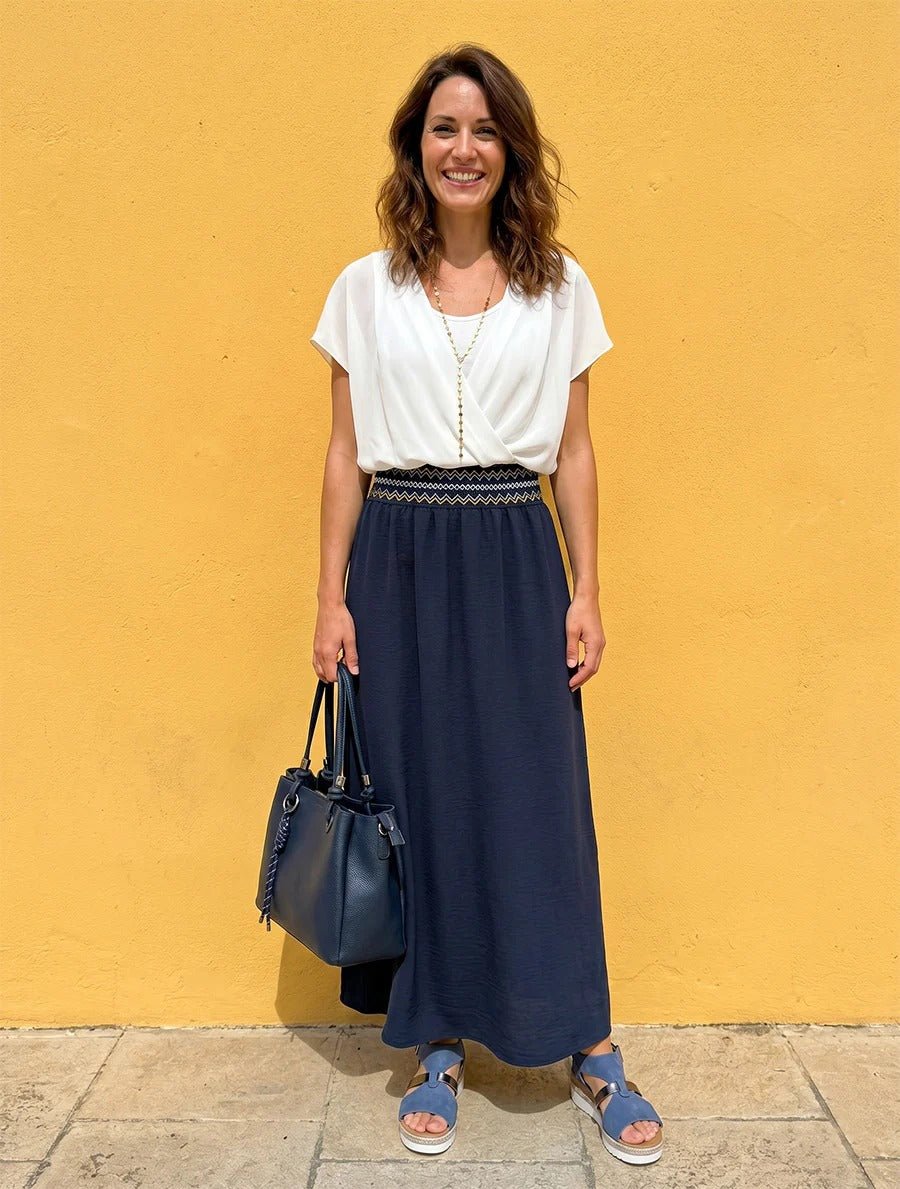 Top liso con mangas con volantes - Blanco Blanco