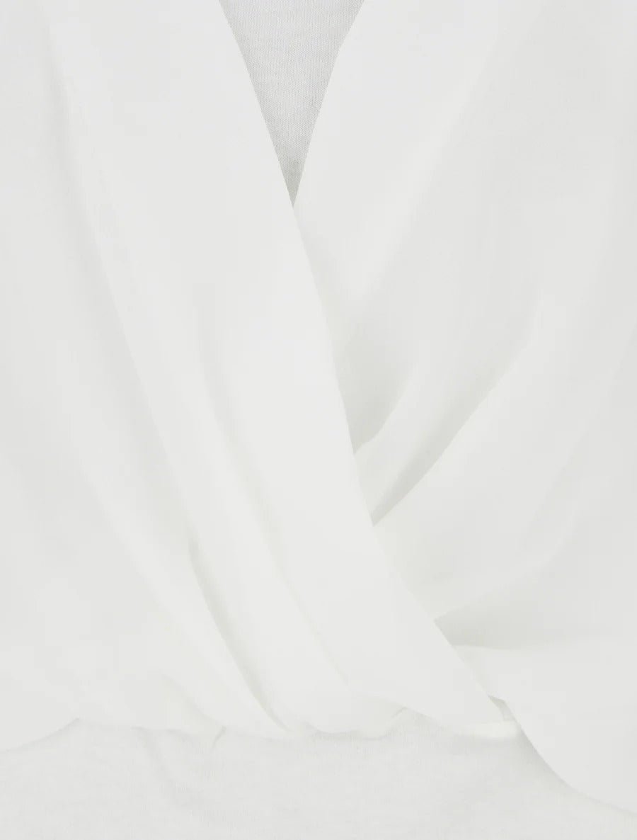 Top liso con mangas con volantes - Blanco Blanco