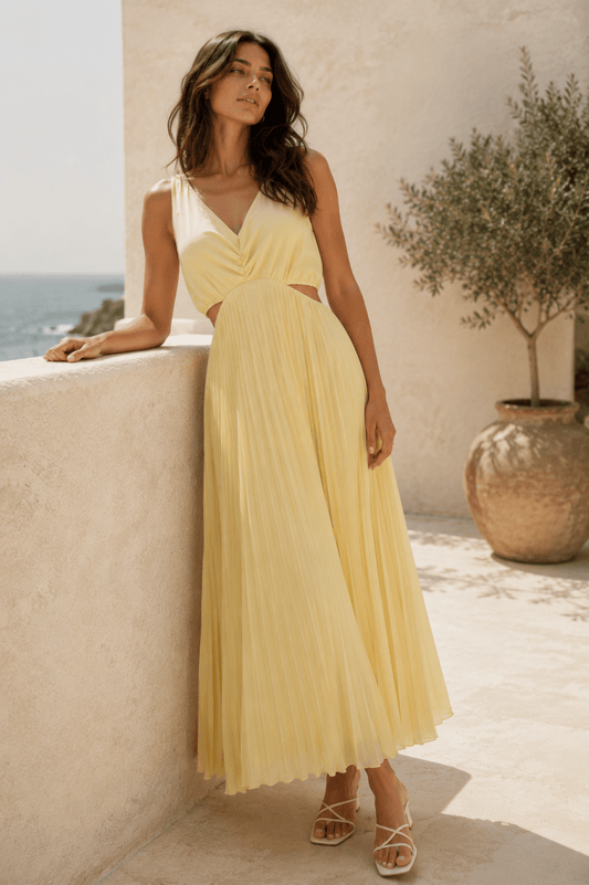 Vestido Aura Cherry Amarillo Mantequilla