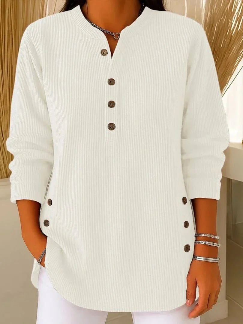 Vincenzina Túnica Henley con botones Blanco