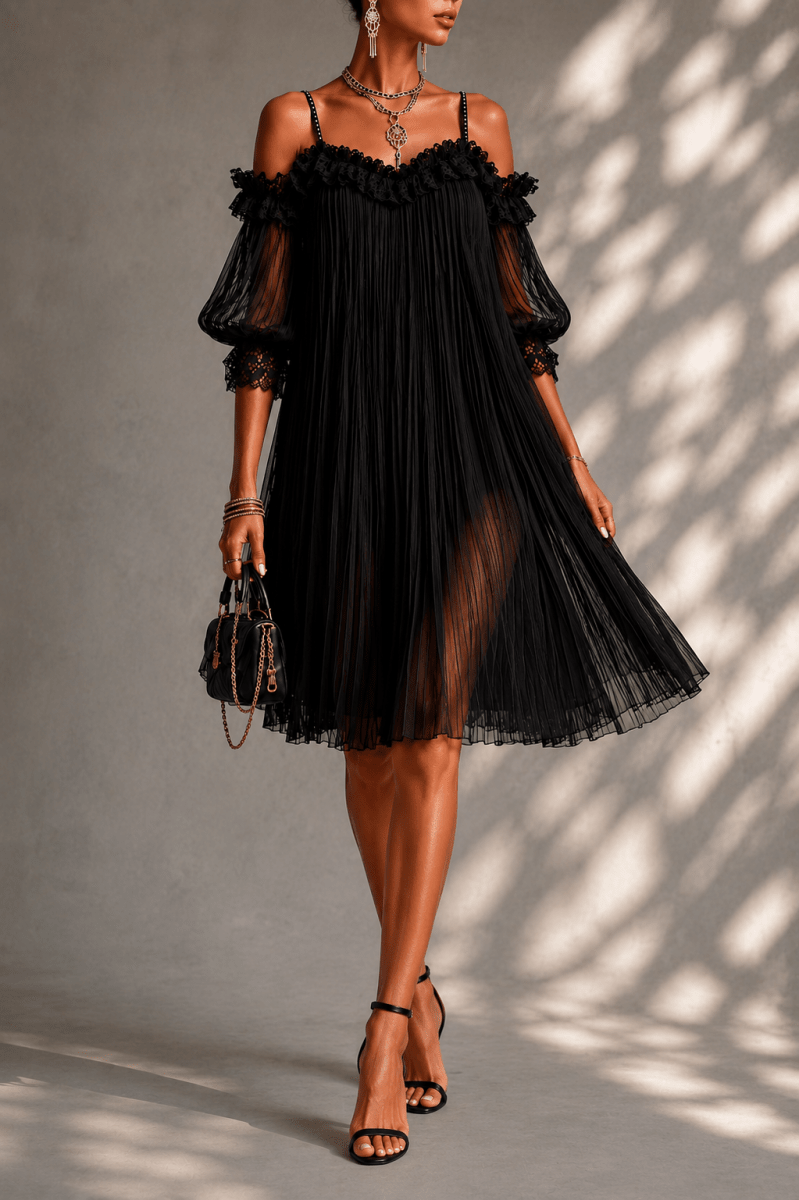 Vittoria minivestido negro de muselina Negro