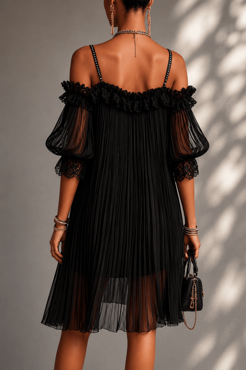 Vittoria minivestido negro de muselina Negro